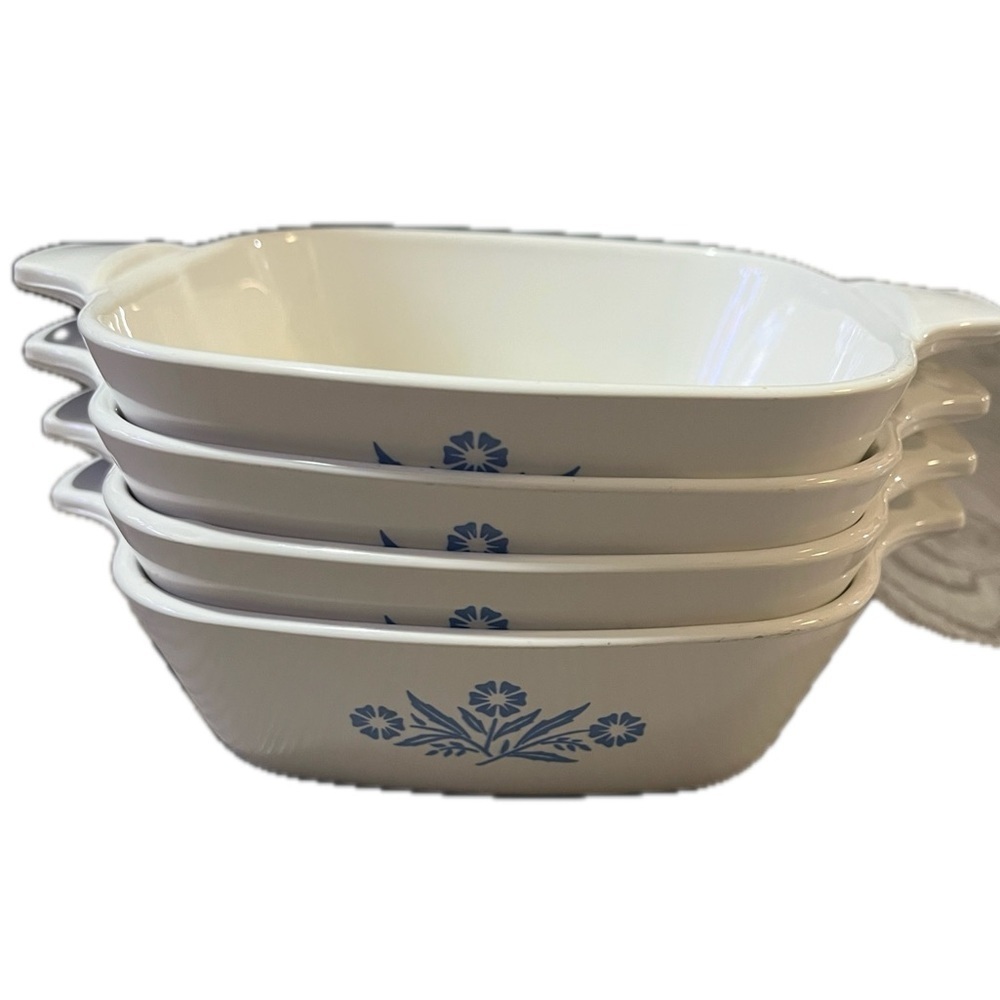 CorningWare P-41-B 3x 12oz. made in USA Dishes Blue Cornflower 1 x 1 3/4 cup